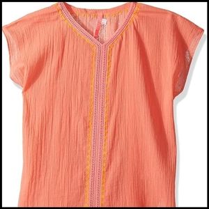 Final Price EUC Seafolly Big Girls Embroidered Kaftan in Fusion Coral